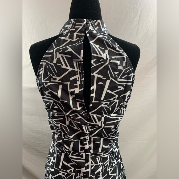 Black And White Print Ruffle Hem Halter Dress - Picture 10 of 10